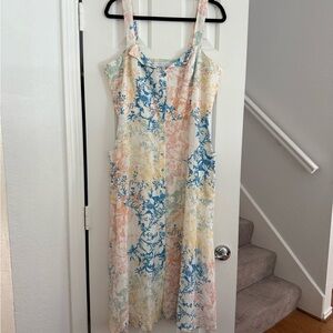 Hunter Bell Linen Blend Midi Dress Size 12